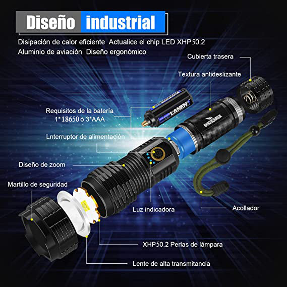 Lanterna tática profissional + mini lanterna grátis